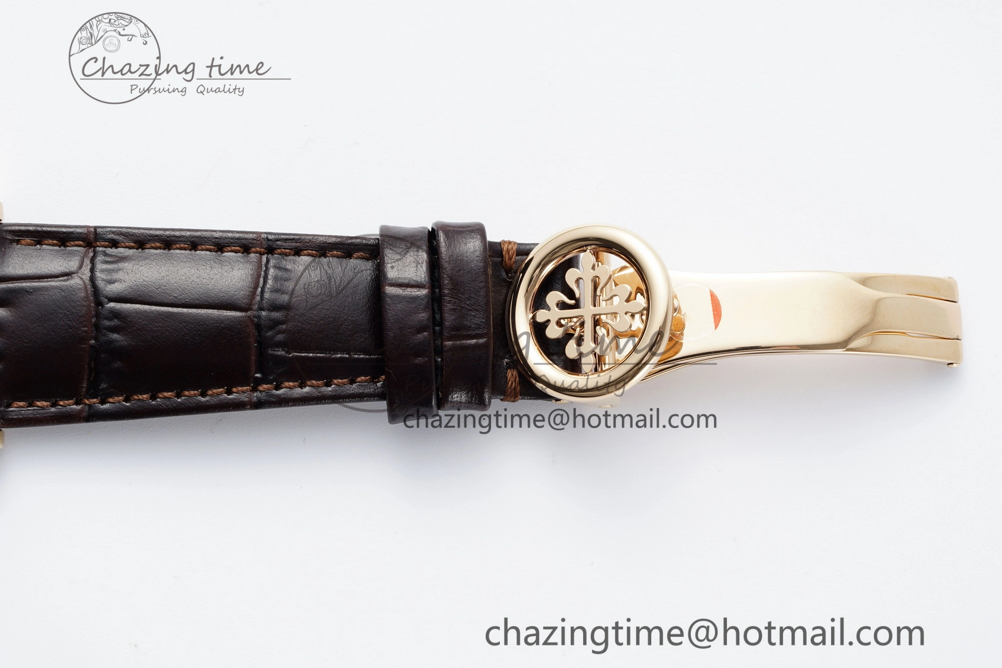 Refined Annual Calendar Moonphase 5396 RG ZF 1:1 Best Edition White Blue Dial on Brown Leather Strap A 8765
