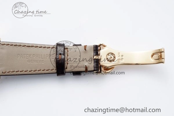 Refined Annual Calendar Moonphase 5396 RG ZF 1:1 Best Edition White Blue Dial on Brown Leather Strap A 8765