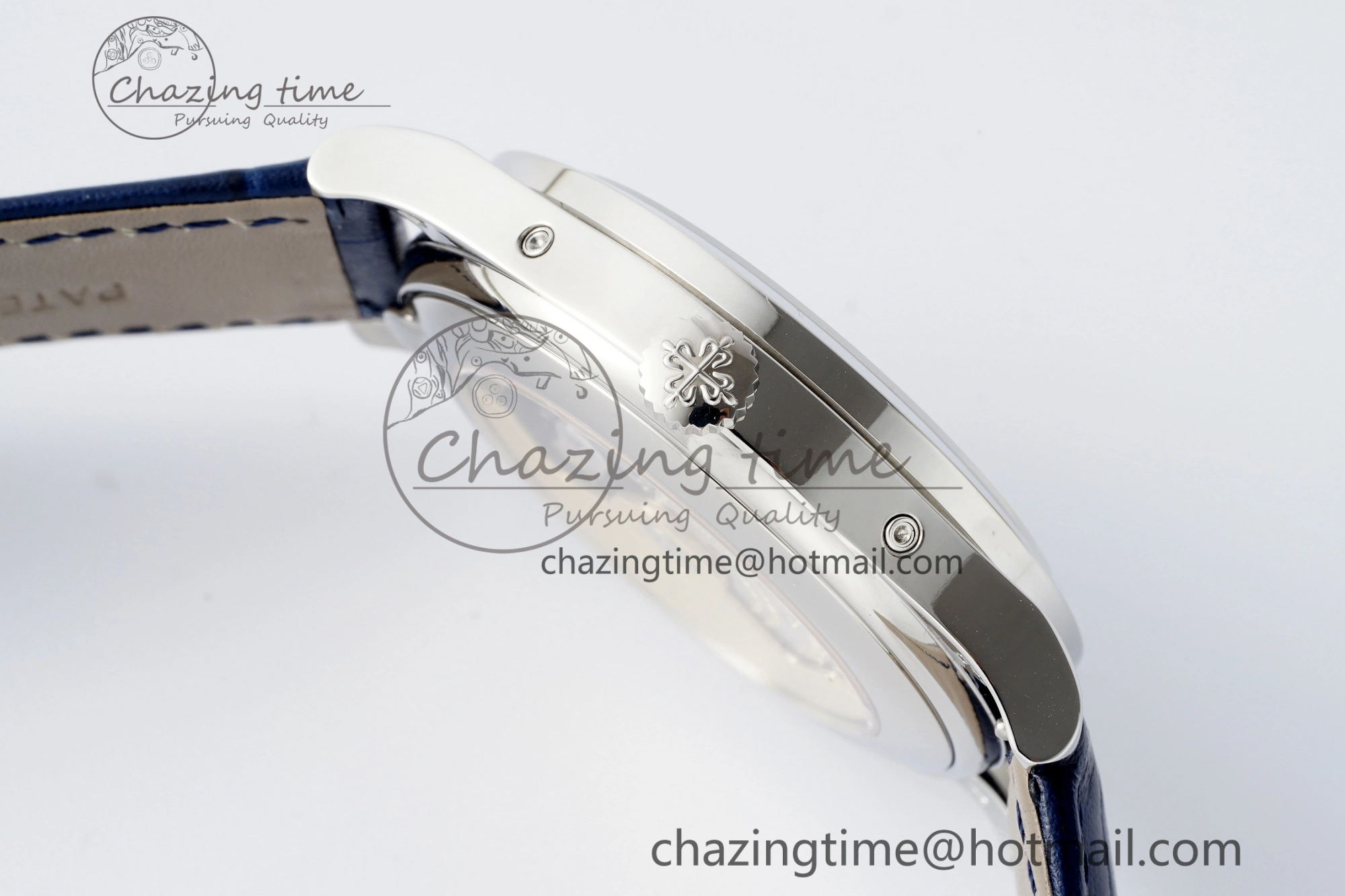 Stylish Annual Calendar Moonphase 5396 SS ZF 1:1 Best Edition White Blue Dial on Blue Leather Strap A 8822