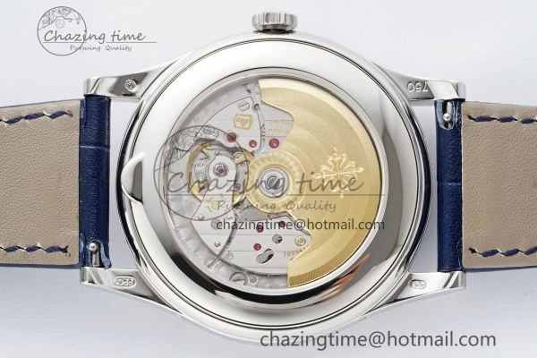 Stylish Annual Calendar Moonphase 5396 SS ZF 1:1 Best Edition White Blue Dial on Blue Leather Strap A 8822