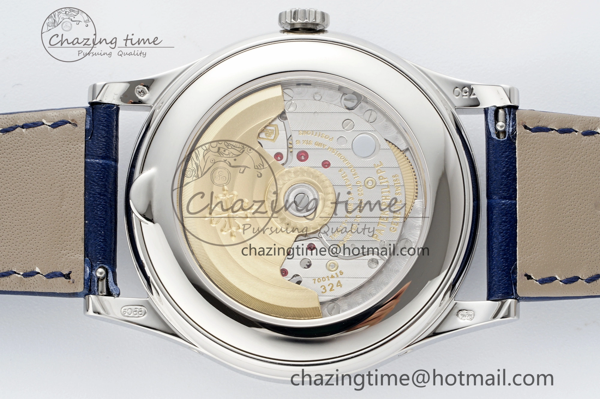 Stylish Annual Calendar Moonphase 5396 SS ZF 1:1 Best Edition White Blue Dial on Blue Leather Strap A 8822