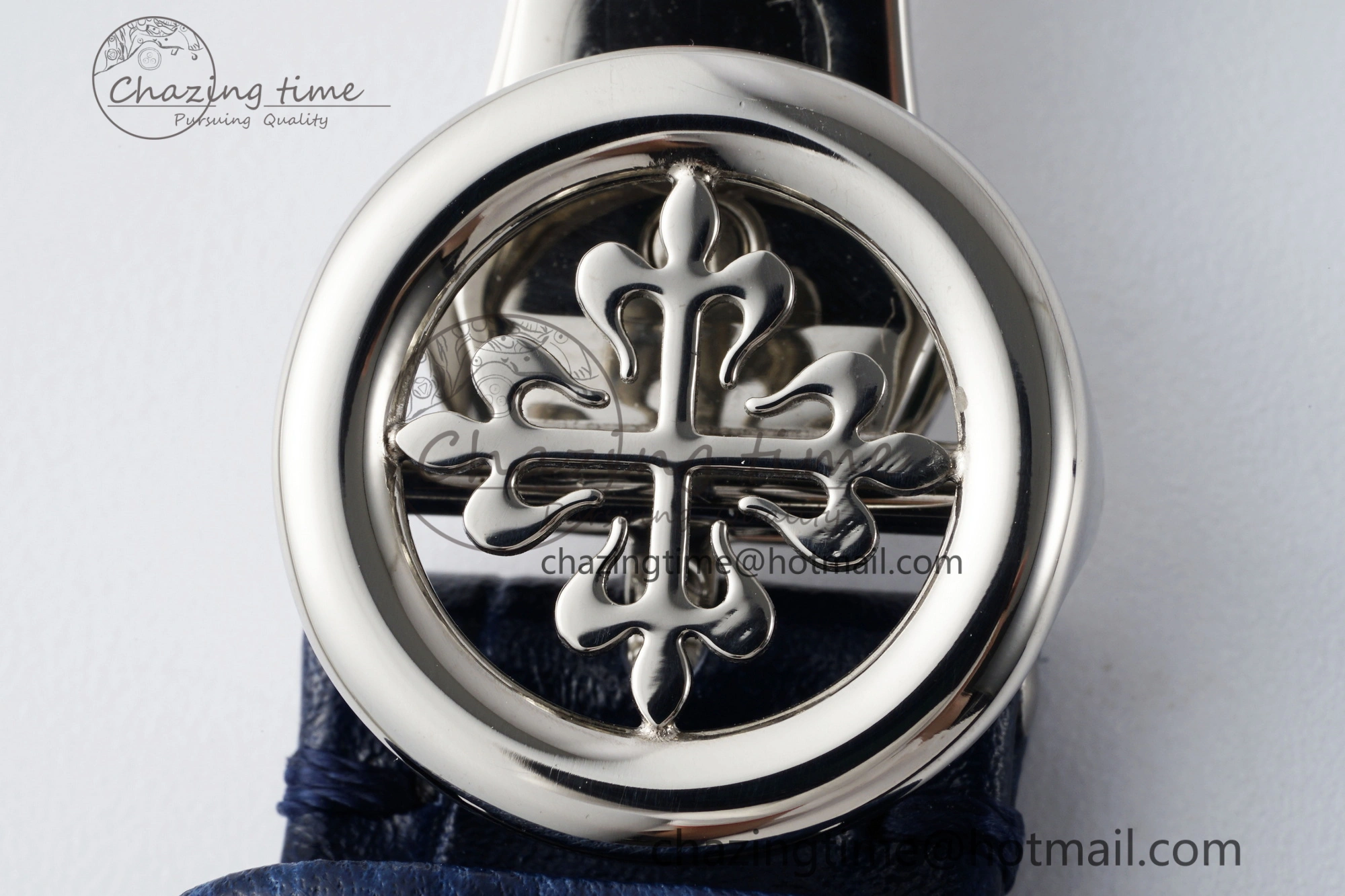 Stylish Annual Calendar Moonphase 5396 SS ZF 1:1 Best Edition White Blue Dial on Blue Leather Strap A 8822