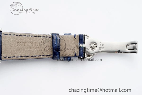 Stylish Annual Calendar Moonphase 5396 SS ZF 1:1 Best Edition White Blue Dial on Blue Leather Strap A 8822