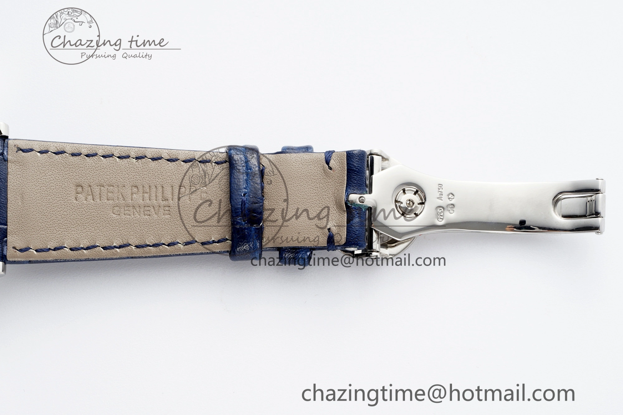 Stylish Annual Calendar Moonphase 5396 SS ZF 1:1 Best Edition White Blue Dial on Blue Leather Strap A 8822