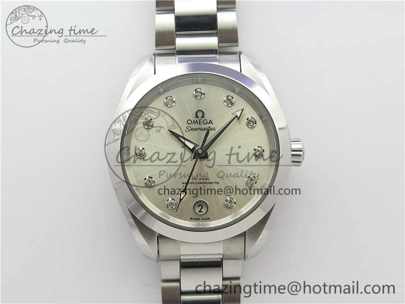 Aqua Terra 150M 34mm Ladies SS VSF 1:1 Best Edition Silver Dial Diamonds Markers on SS Bracelet A Comfortable 10568
