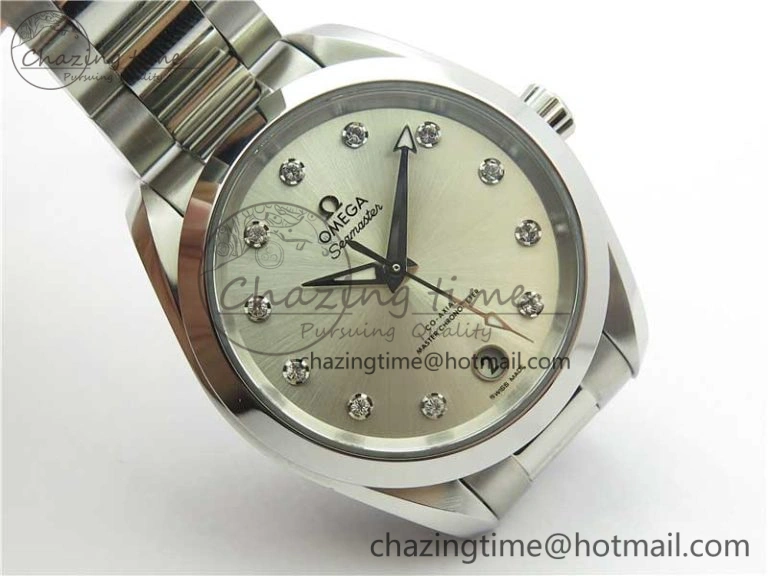 Aqua Terra 150M 34mm Ladies SS VSF 1:1 Best Edition Silver Dial Diamonds Markers on SS Bracelet A Comfortable 10568