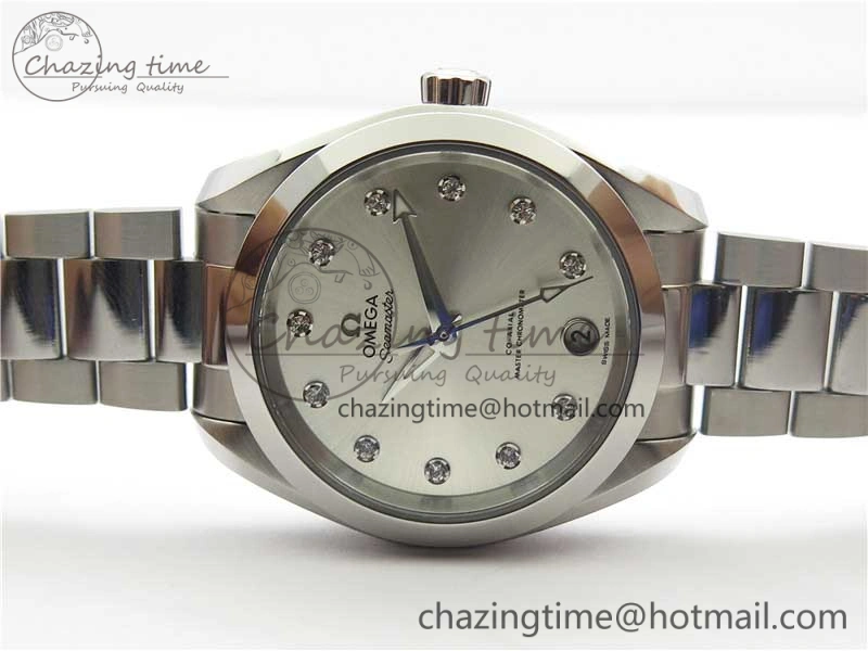 Aqua Terra 150M 34mm Ladies SS VSF 1:1 Best Edition Silver Dial Diamonds Markers on SS Bracelet A Comfortable 10568