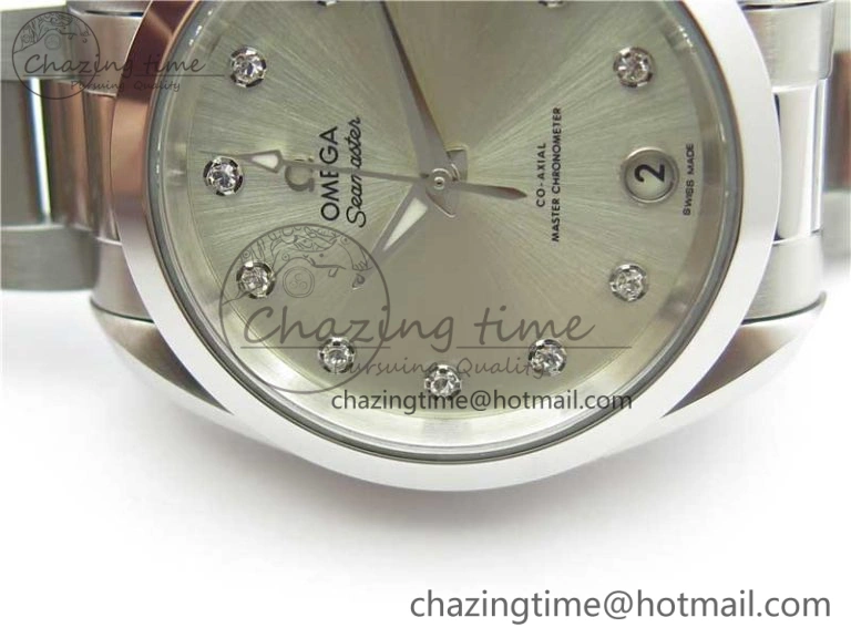 Aqua Terra 150M 34mm Ladies SS VSF 1:1 Best Edition Silver Dial Diamonds Markers on SS Bracelet A Comfortable 10568