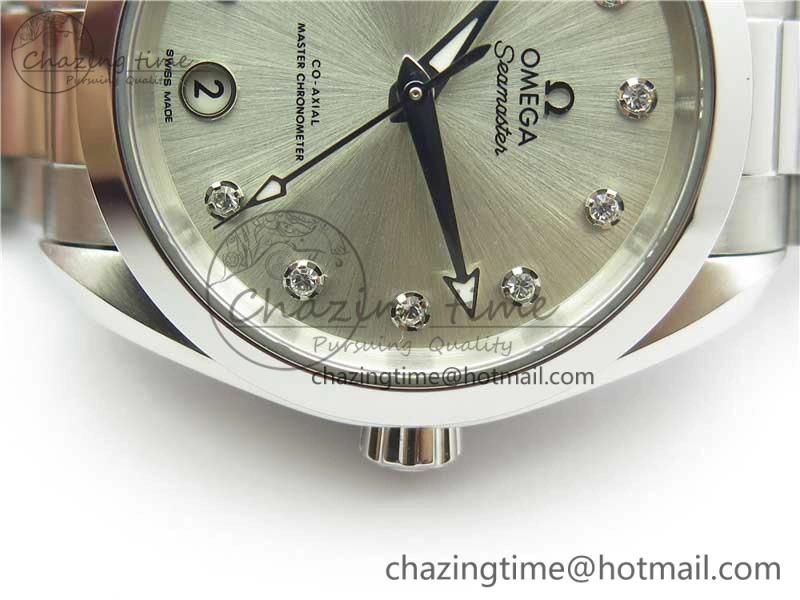 Aqua Terra 150M 34mm Ladies SS VSF 1:1 Best Edition Silver Dial Diamonds Markers on SS Bracelet A Comfortable 10568