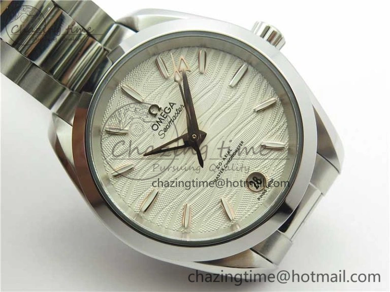 Aqua Terra 150M 34mm Ladies SS VSF 1:1 Best Edition White Wave Dial RG Markers on SS Bracelet A WrinkleFree 7928