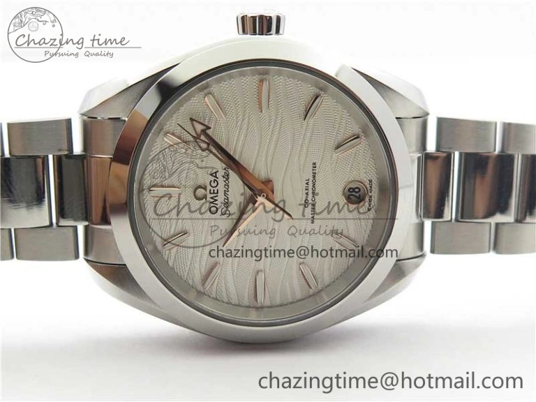Aqua Terra 150M 34mm Ladies SS VSF 1:1 Best Edition White Wave Dial RG Markers on SS Bracelet A WrinkleFree 7928
