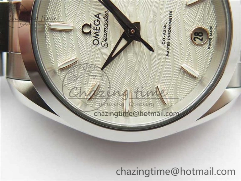 Aqua Terra 150M 34mm Ladies SS VSF 1:1 Best Edition White Wave Dial RG Markers on SS Bracelet A WrinkleFree 7928