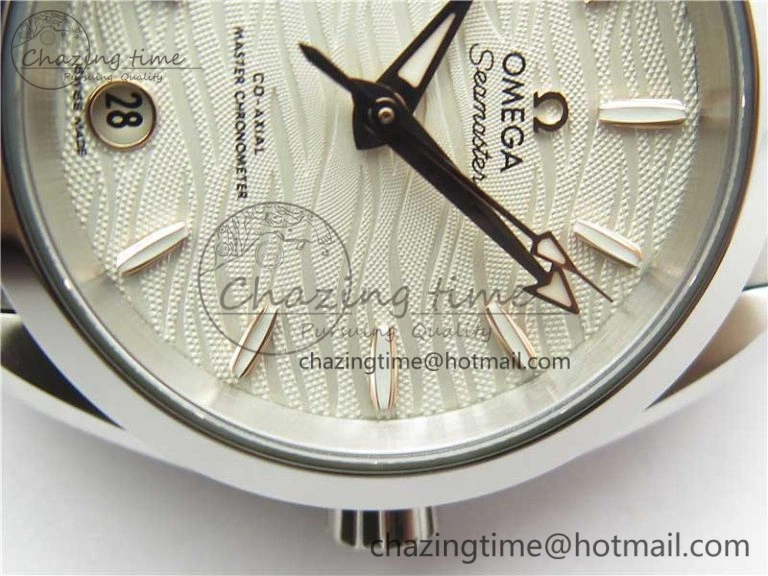 Aqua Terra 150M 34mm Ladies SS VSF 1:1 Best Edition White Wave Dial RG Markers on SS Bracelet A WrinkleFree 7928