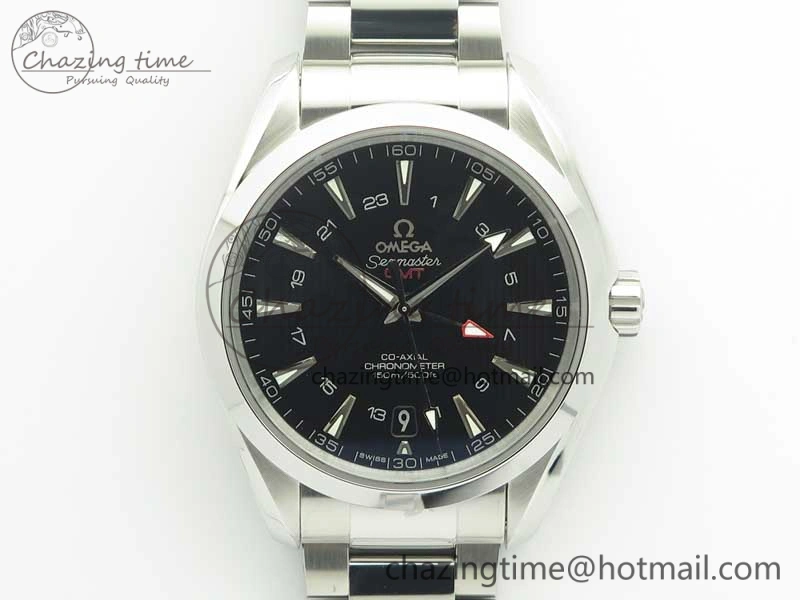 Aqua Terra 150M 43.5mm GMT SS VSF 1:1 Best Edition Black Textured Dial on SS Bracelet A8605 Super Clone V WrinkleFree 7997