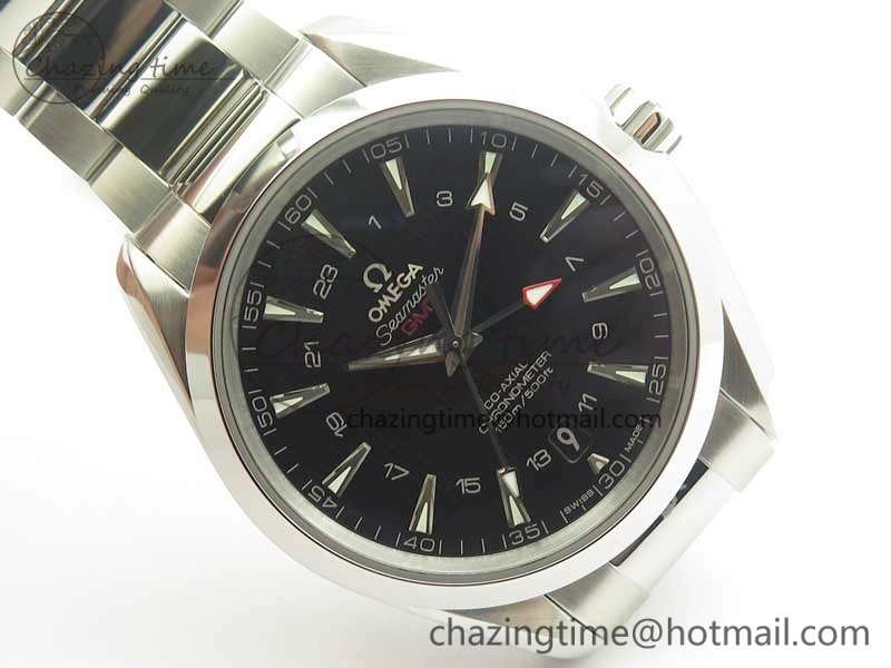 Aqua Terra 150M 43.5mm GMT SS VSF 1:1 Best Edition Black Textured Dial on SS Bracelet A8605 Super Clone V WrinkleFree 7997