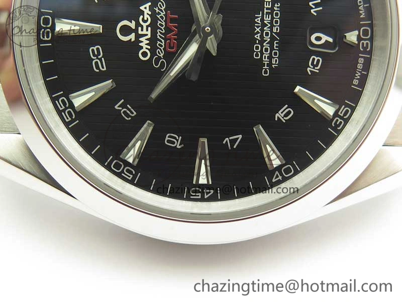 Aqua Terra 150M 43.5mm GMT SS VSF 1:1 Best Edition Black Textured Dial on SS Bracelet A8605 Super Clone V WrinkleFree 7997