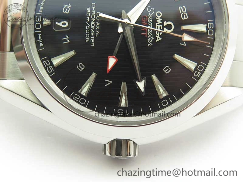 Aqua Terra 150M 43.5mm GMT SS VSF 1:1 Best Edition Black Textured Dial on SS Bracelet A8605 Super Clone V WrinkleFree 7997