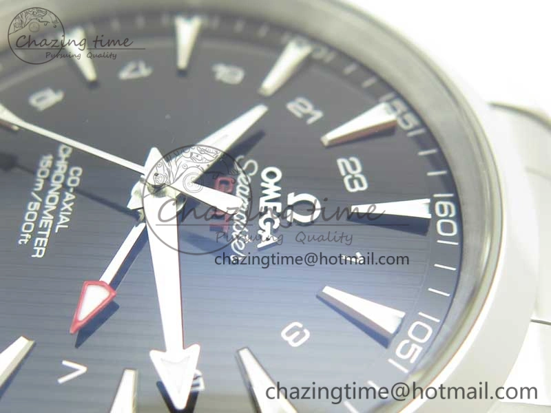 Aqua Terra 150M 43.5mm GMT SS VSF 1:1 Best Edition Black Textured Dial on SS Bracelet A8605 Super Clone V WrinkleFree 7997