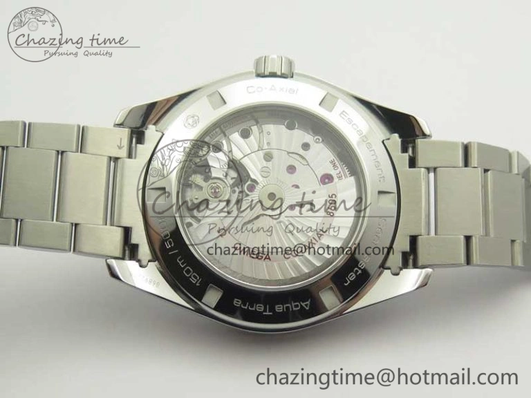 Aqua Terra 150M 43.5mm GMT SS VSF 1:1 Best Edition Black Textured Dial on SS Bracelet A8605 Super Clone V WrinkleFree 7997