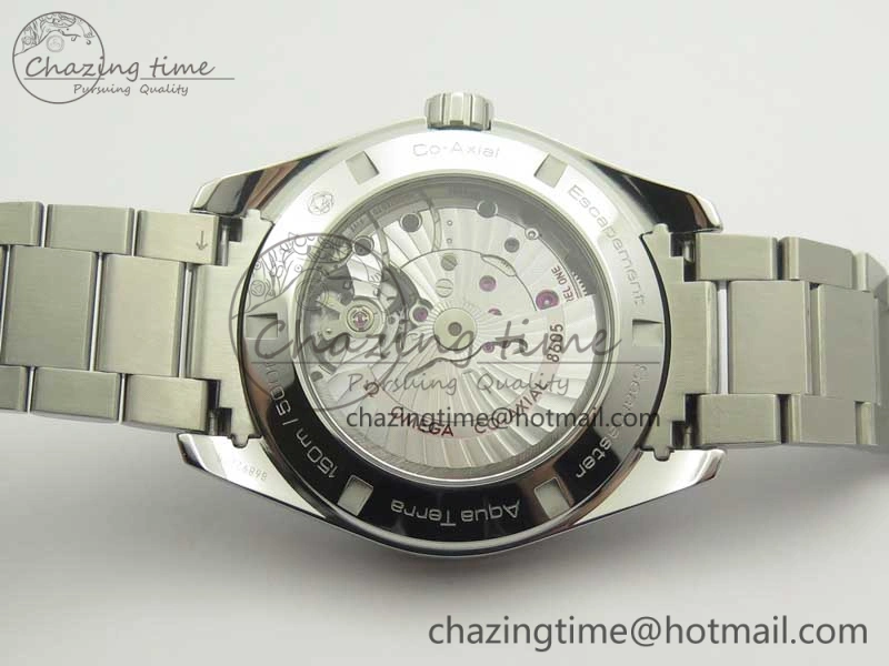 Aqua Terra 150M 43.5mm GMT SS VSF 1:1 Best Edition Black Textured Dial on SS Bracelet A8605 Super Clone V WrinkleFree 7997