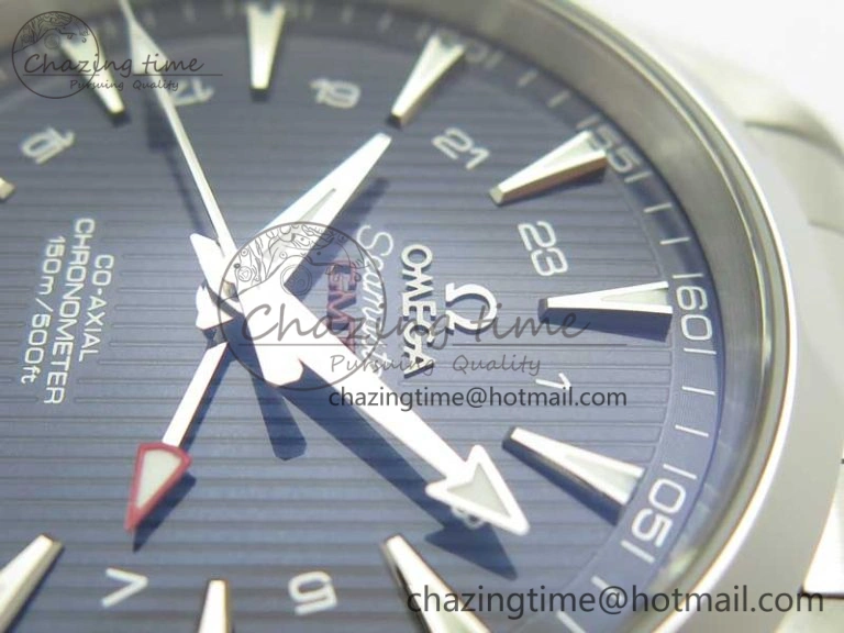 EasyCare Aqua Terra 150M 43.5mm GMT SS VSF 1:1 Best Edition Blue Textured Dial on SS Bracelet A8605 Super Clone V 7996