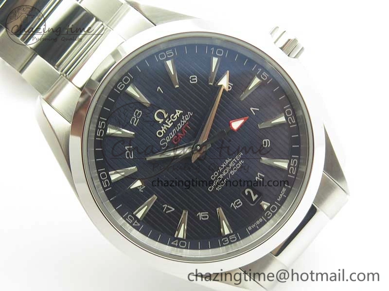 EasyCare Aqua Terra 150M 43.5mm GMT SS VSF 1:1 Best Edition Blue Textured Dial on SS Bracelet A8605 Super Clone V 7996
