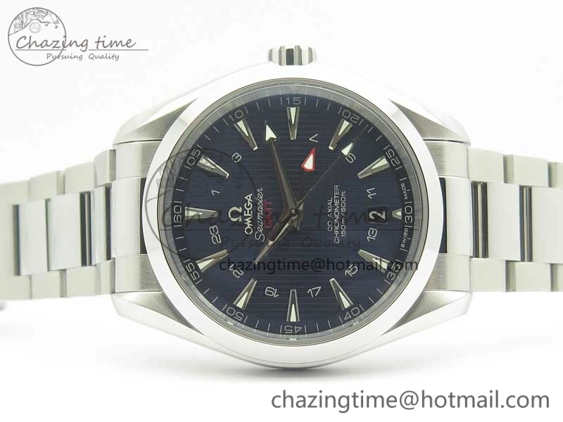 EasyCare Aqua Terra 150M 43.5mm GMT SS VSF 1:1 Best Edition Blue Textured Dial on SS Bracelet A8605 Super Clone V 7996