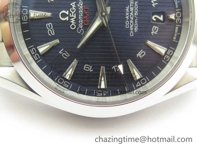 EasyCare Aqua Terra 150M 43.5mm GMT SS VSF 1:1 Best Edition Blue Textured Dial on SS Bracelet A8605 Super Clone V 7996