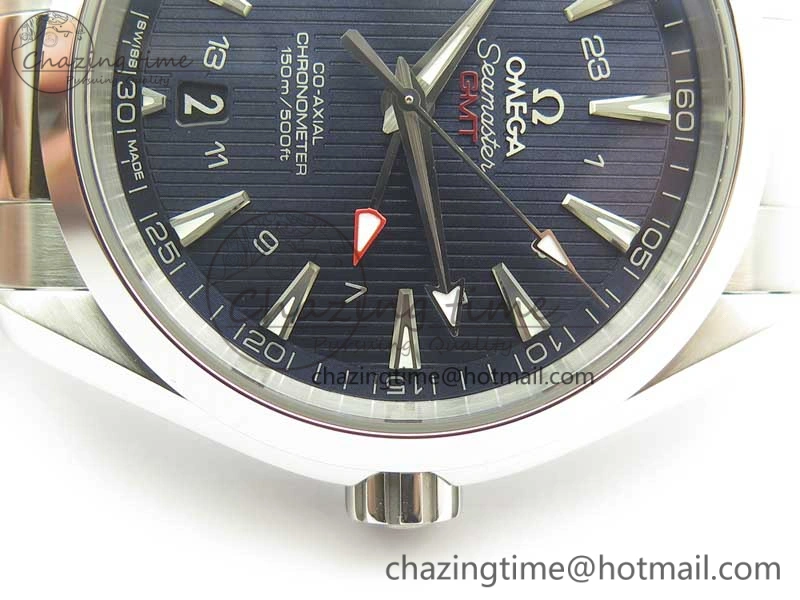 EasyCare Aqua Terra 150M 43.5mm GMT SS VSF 1:1 Best Edition Blue Textured Dial on SS Bracelet A8605 Super Clone V 7996