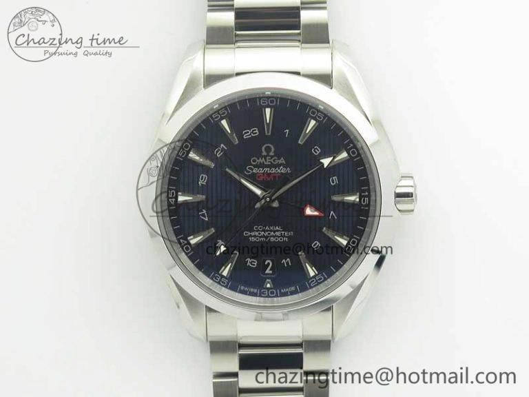 EasyCare Aqua Terra 150M 43.5mm GMT SS VSF 1:1 Best Edition Blue Textured Dial on SS Bracelet A8605 Super Clone V 7996