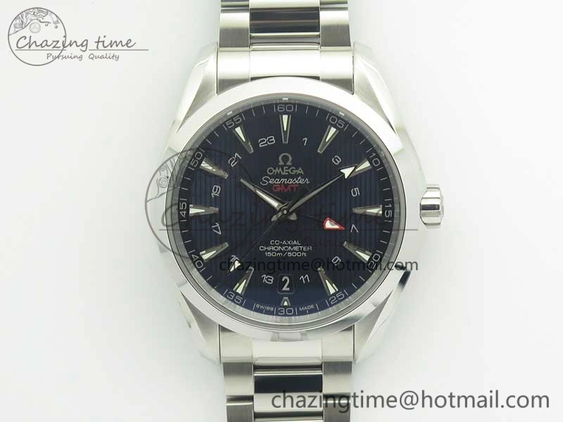 EasyCare Aqua Terra 150M 43.5mm GMT SS VSF 1:1 Best Edition Blue Textured Dial on SS Bracelet A8605 Super Clone V 7996