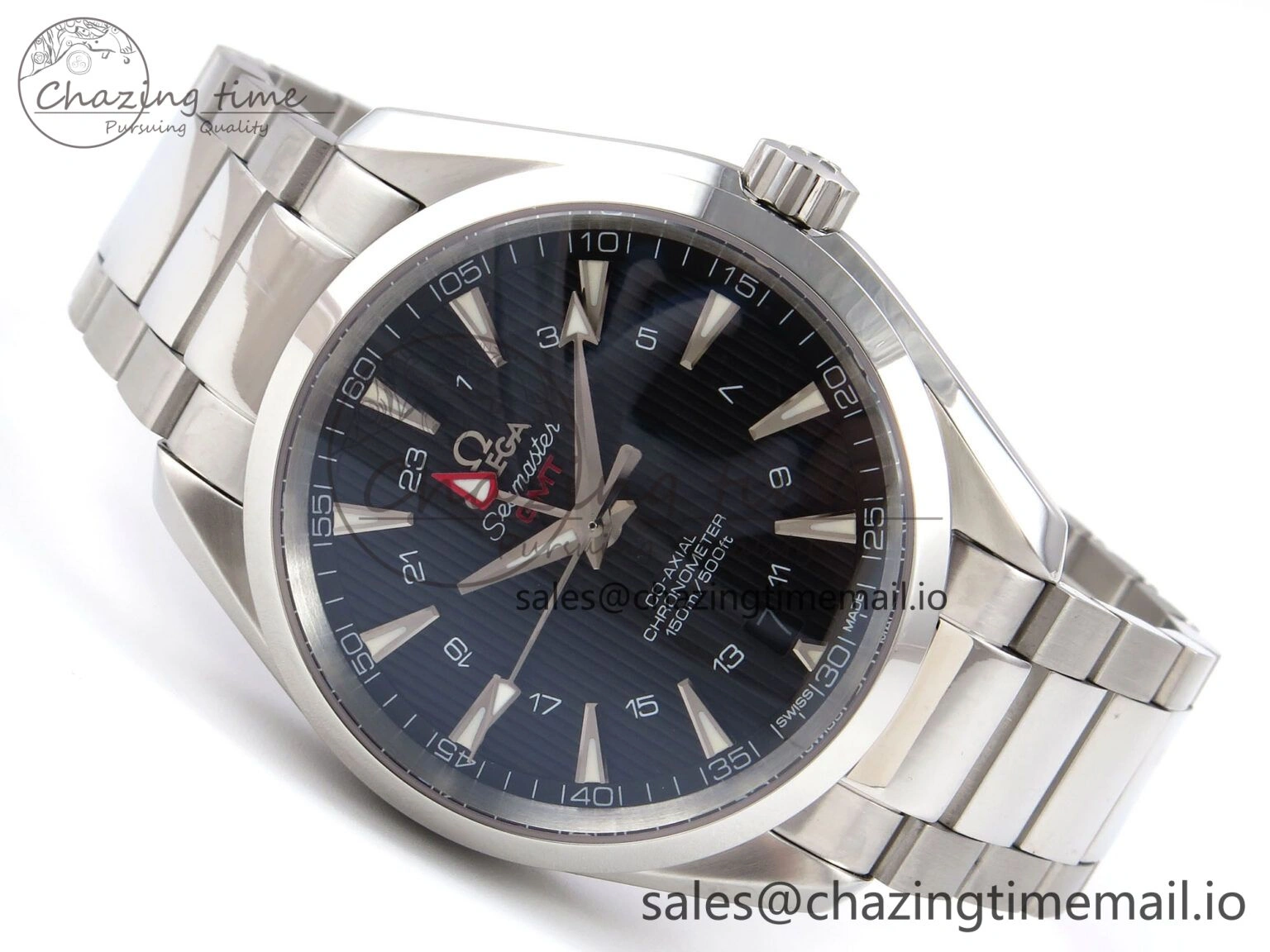 Aqua Terra 150M GMT OMF 1:1 Best Edition Black Textured Dial on SS Bracelet A Lightweight 7711