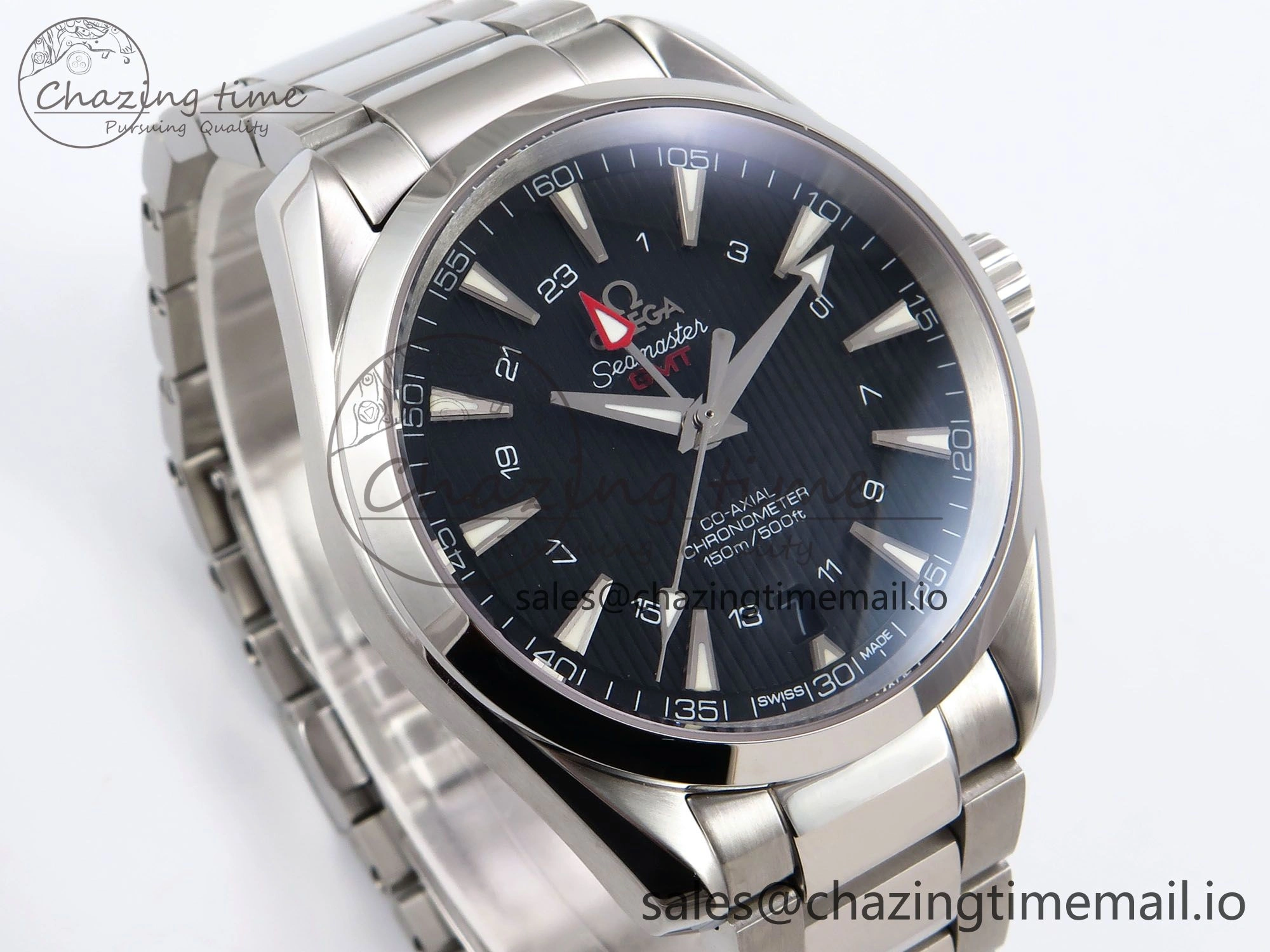 Aqua Terra 150M GMT OMF 1:1 Best Edition Black Textured Dial on SS Bracelet A Lightweight 7711