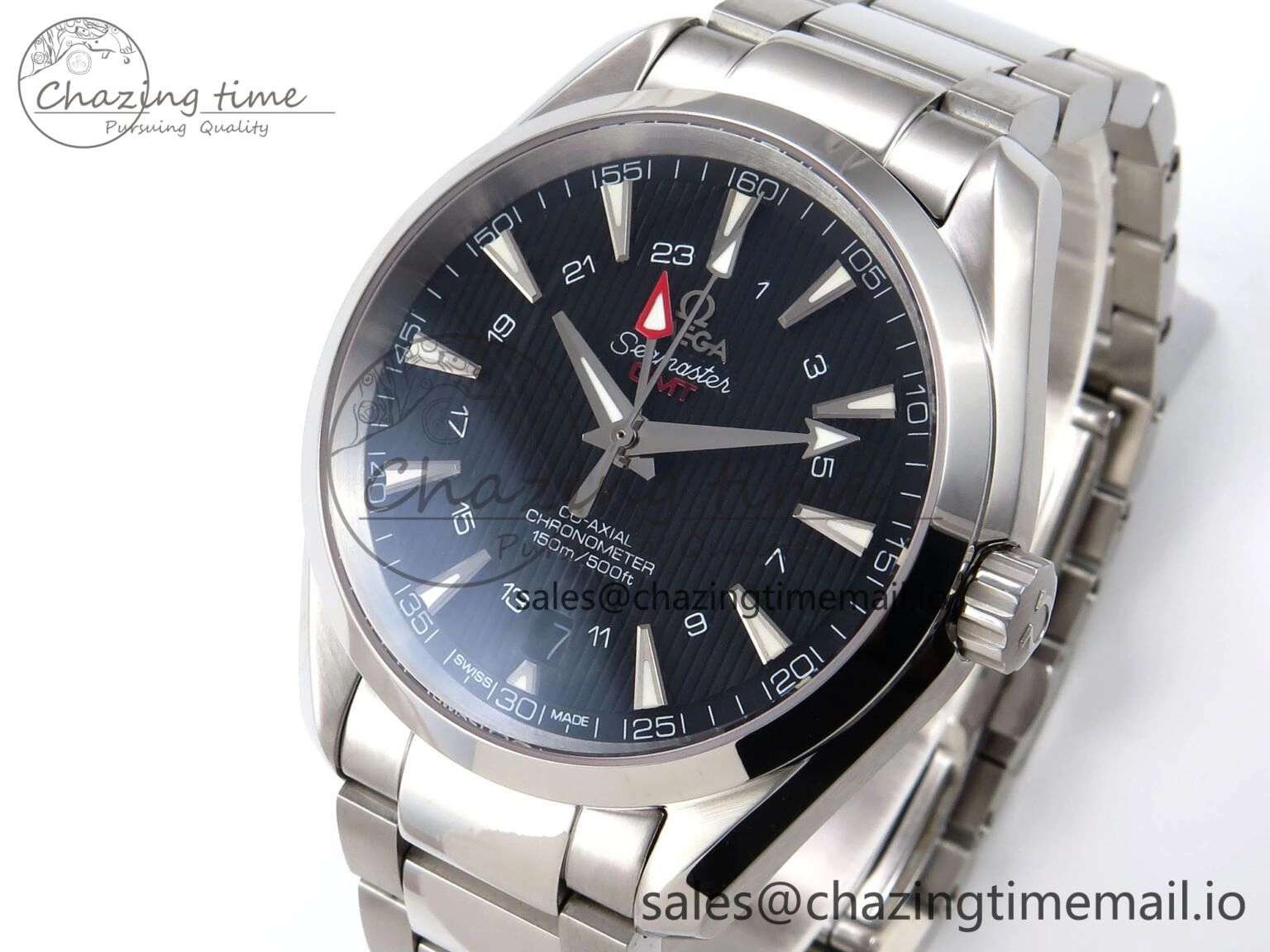 Aqua Terra 150M GMT OMF 1:1 Best Edition Black Textured Dial on SS Bracelet A Lightweight 7711