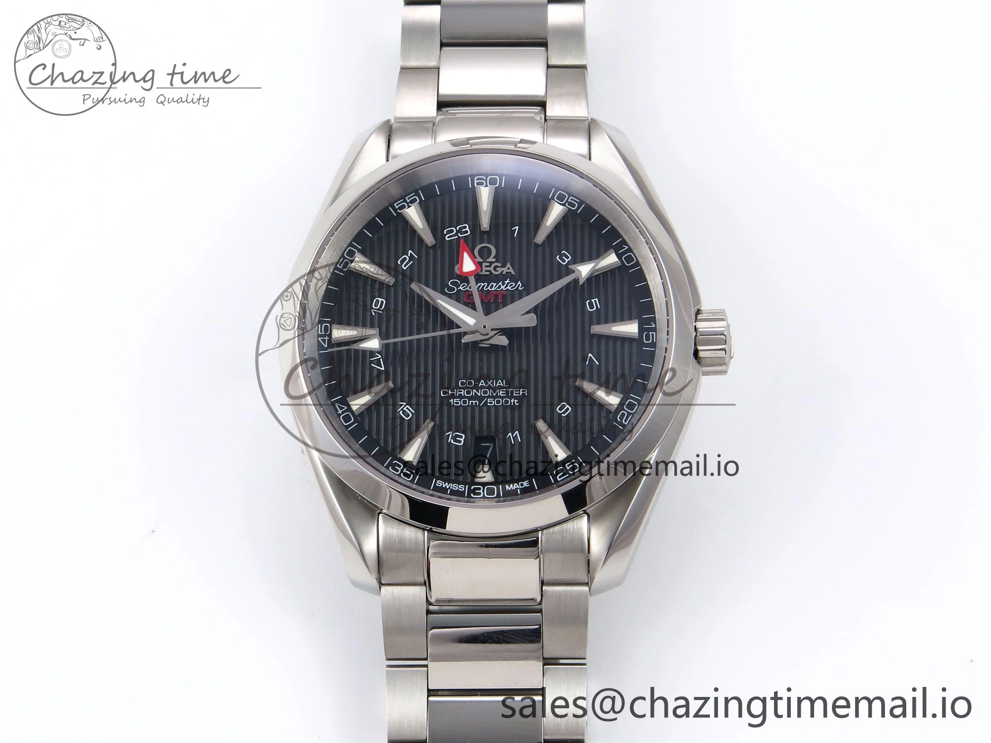 Aqua Terra 150M GMT OMF 1:1 Best Edition Black Textured Dial on SS Bracelet A Lightweight 7711