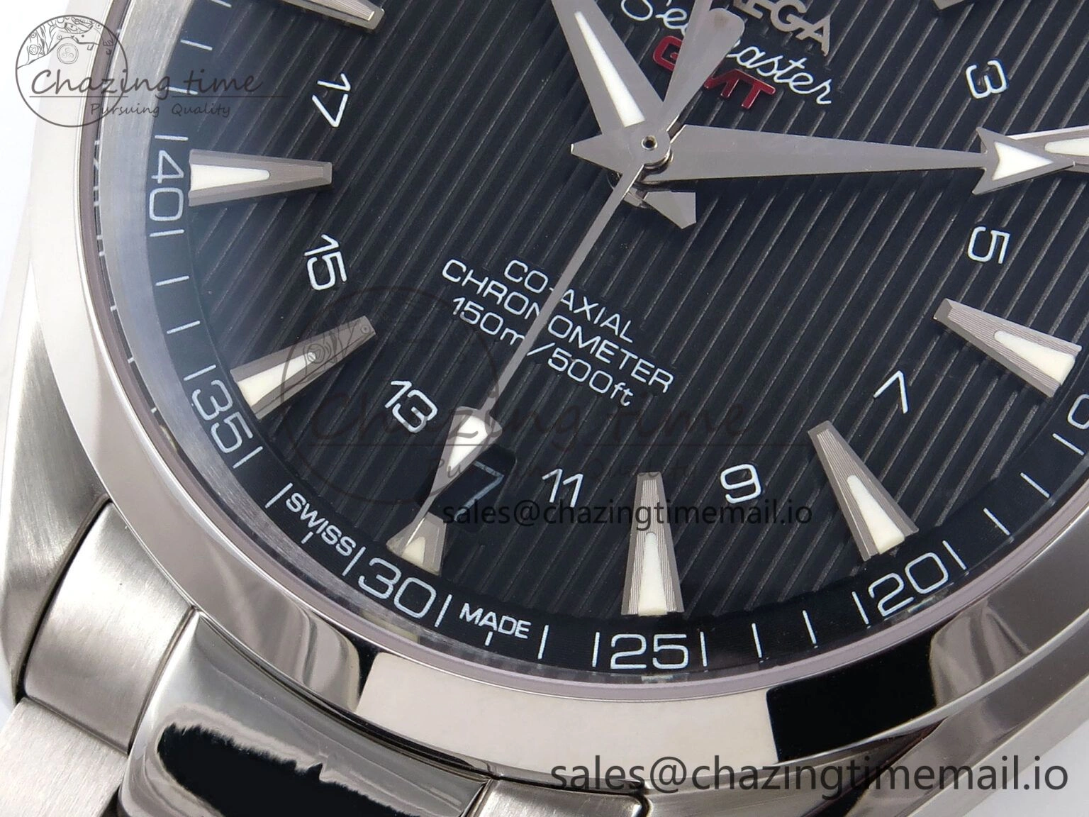 Aqua Terra 150M GMT OMF 1:1 Best Edition Black Textured Dial on SS Bracelet A Lightweight 7711