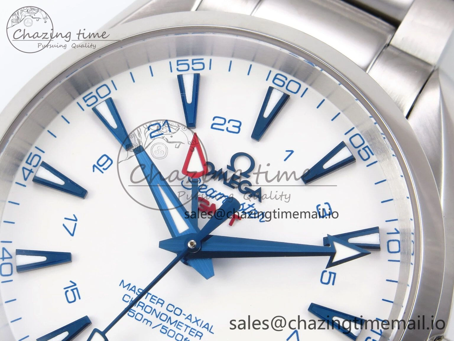 Aqua Terra 150M GMT OMF 1:1 Best Edition White Blue Dial on SS Bracelet A NewStyle 7709