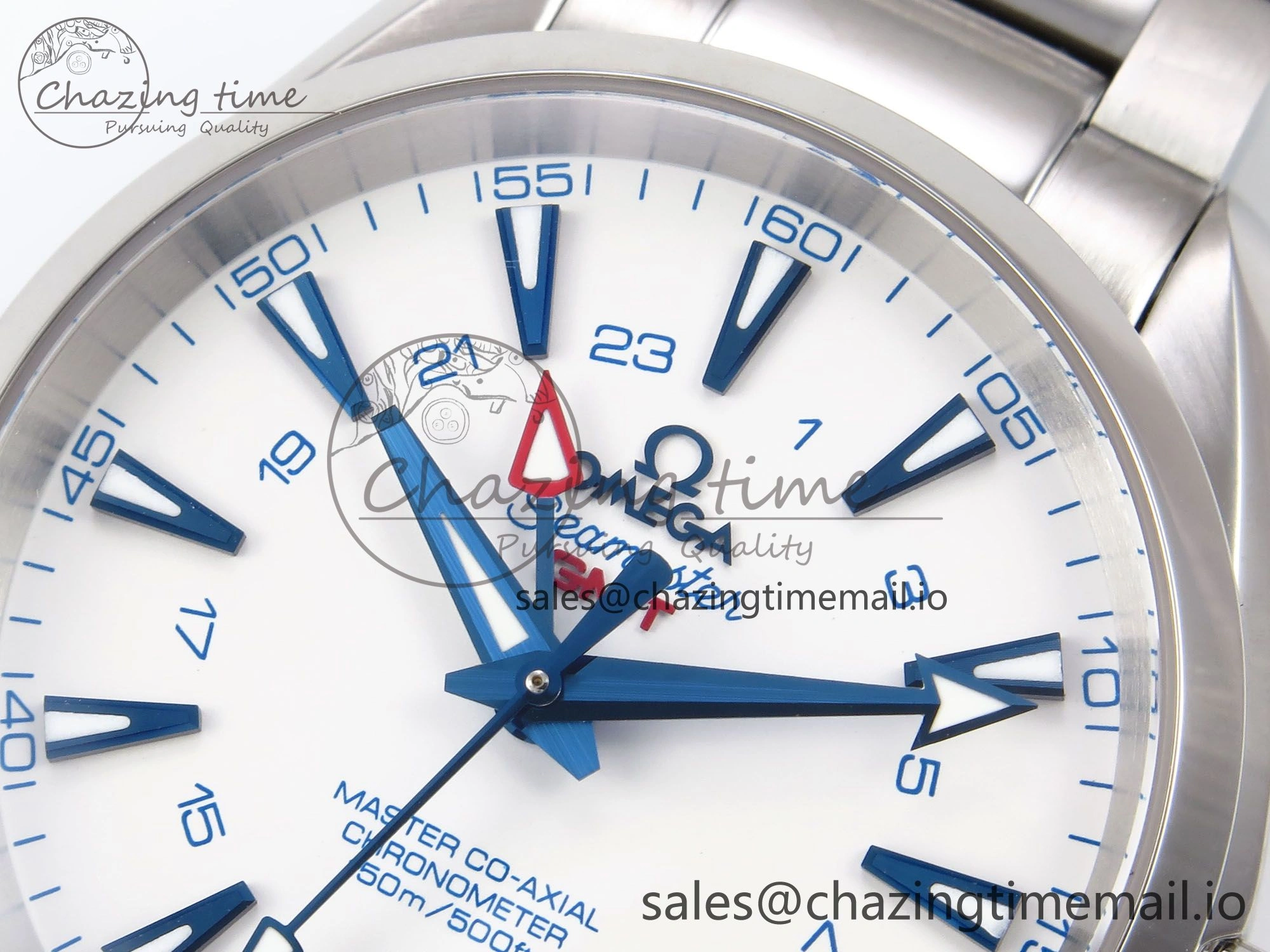 Aqua Terra 150M GMT OMF 1:1 Best Edition White Blue Dial on SS Bracelet A NewStyle 7709
