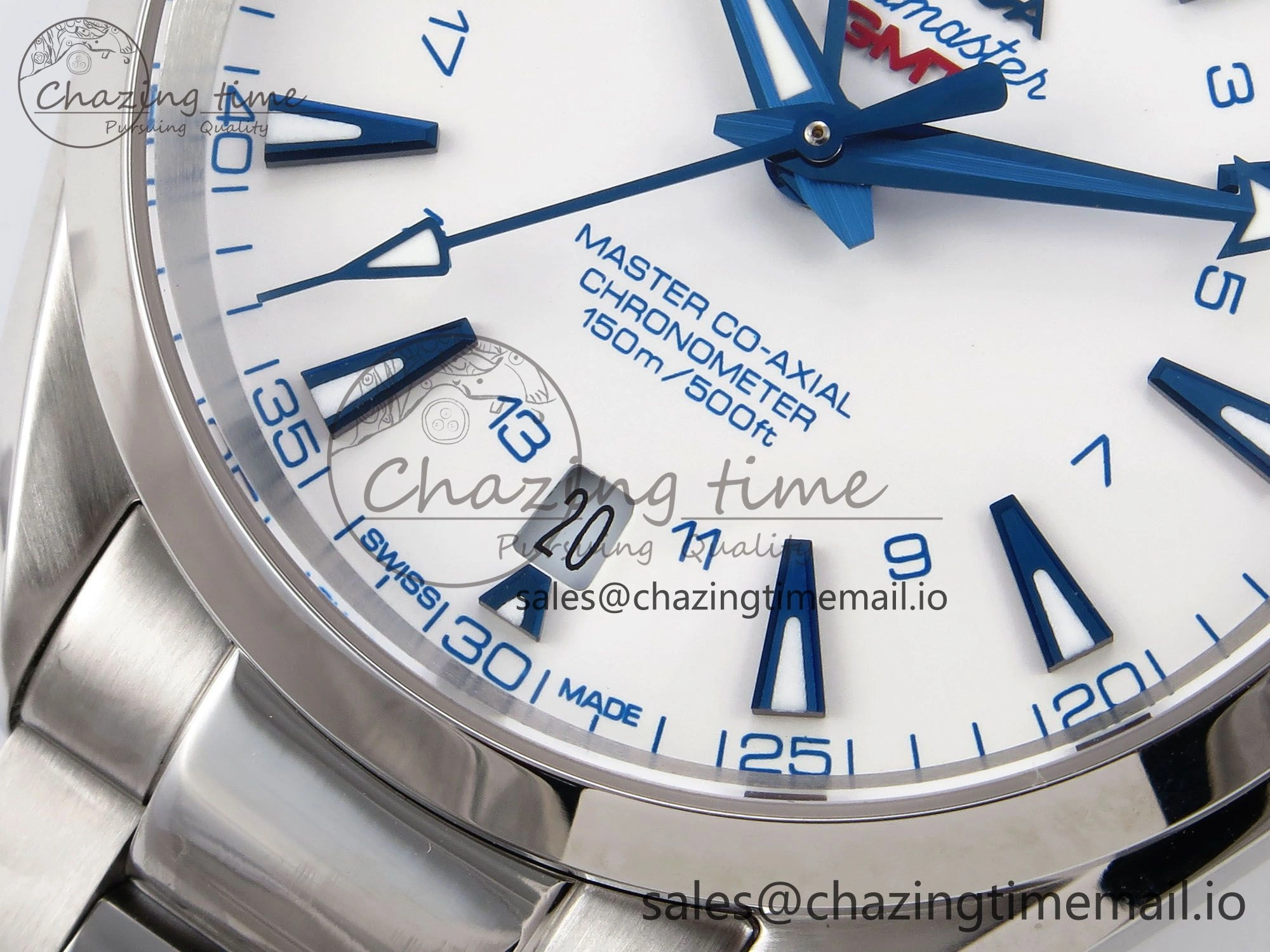 Aqua Terra 150M GMT OMF 1:1 Best Edition White Blue Dial on SS Bracelet A NewStyle 7709