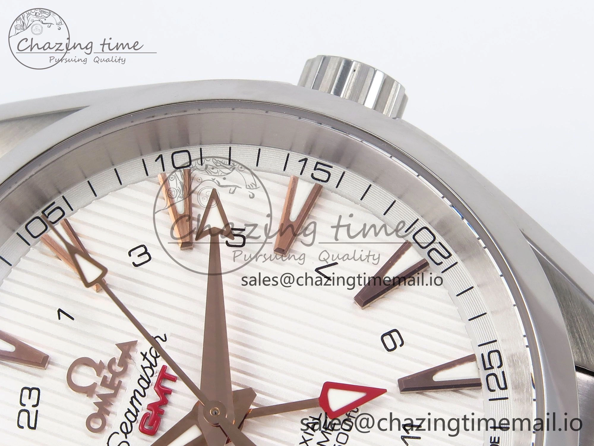 FlexibleFit Aqua Terra 150M GMT OMF 1:1 Best Edition White RG Textured Dial on SS Bracelet A 7714