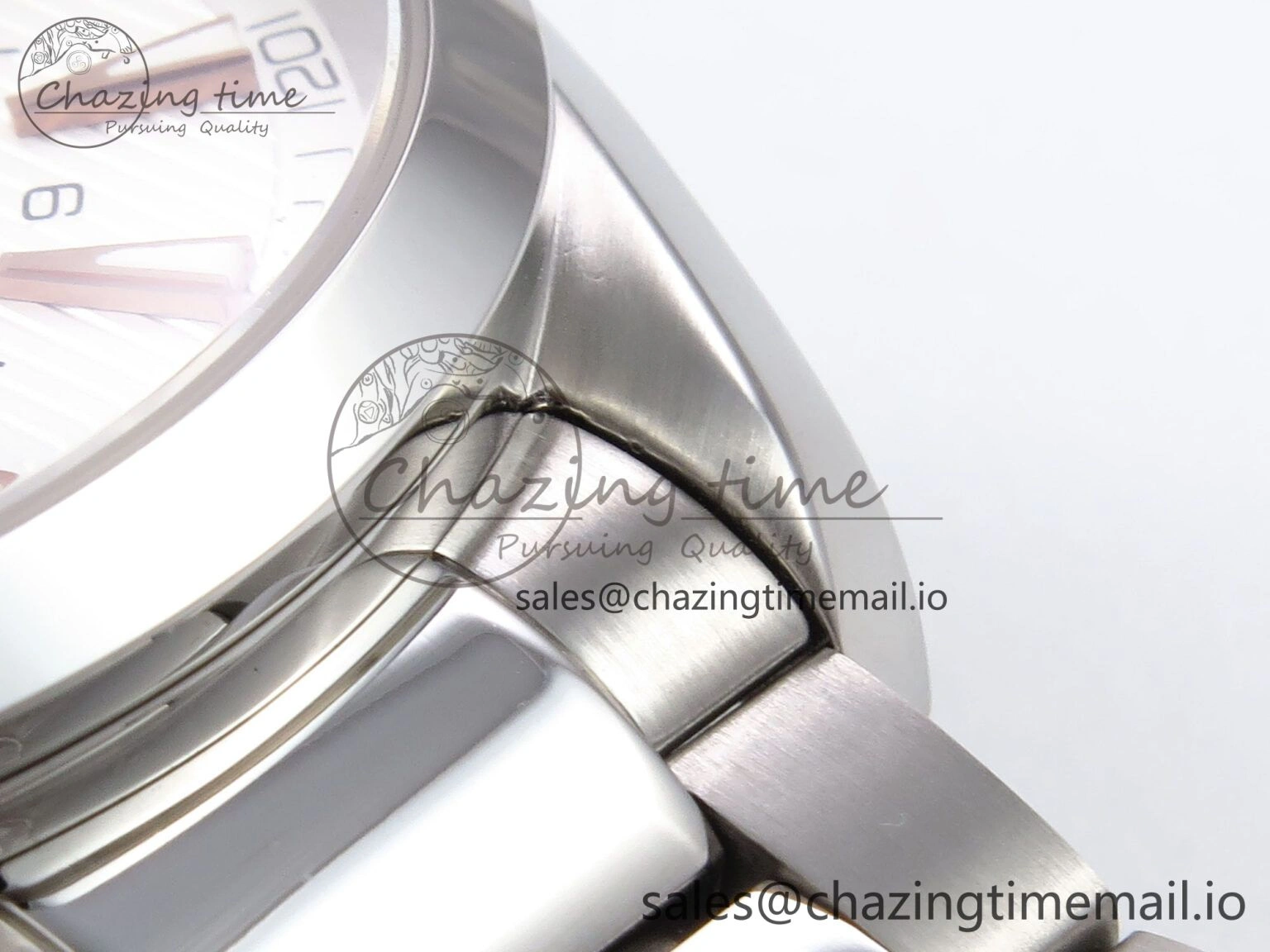 FlexibleFit Aqua Terra 150M GMT OMF 1:1 Best Edition White RG Textured Dial on SS Bracelet A 7714