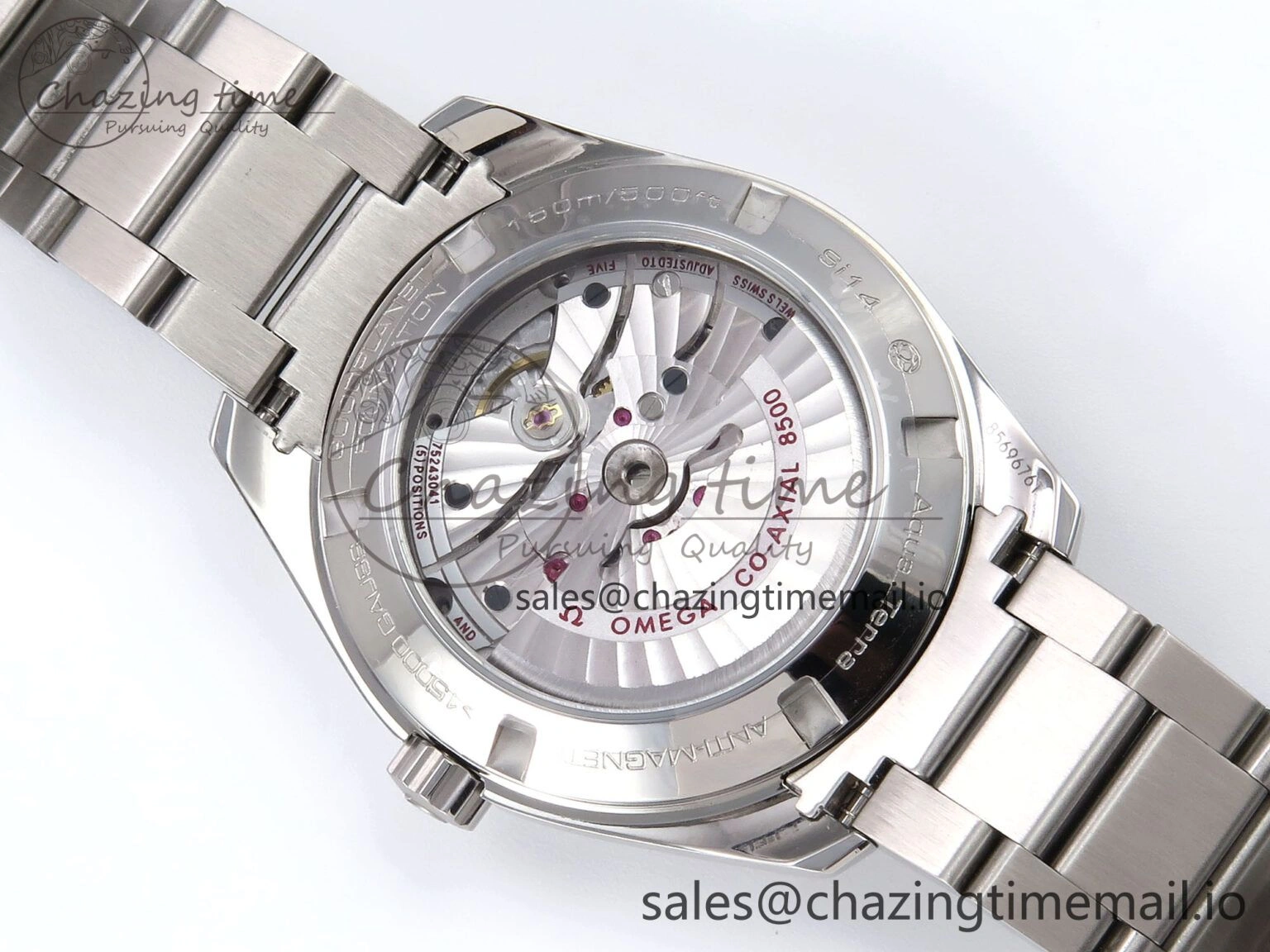 FlexibleFit Aqua Terra 150M GMT OMF 1:1 Best Edition White RG Textured Dial on SS Bracelet A 7714