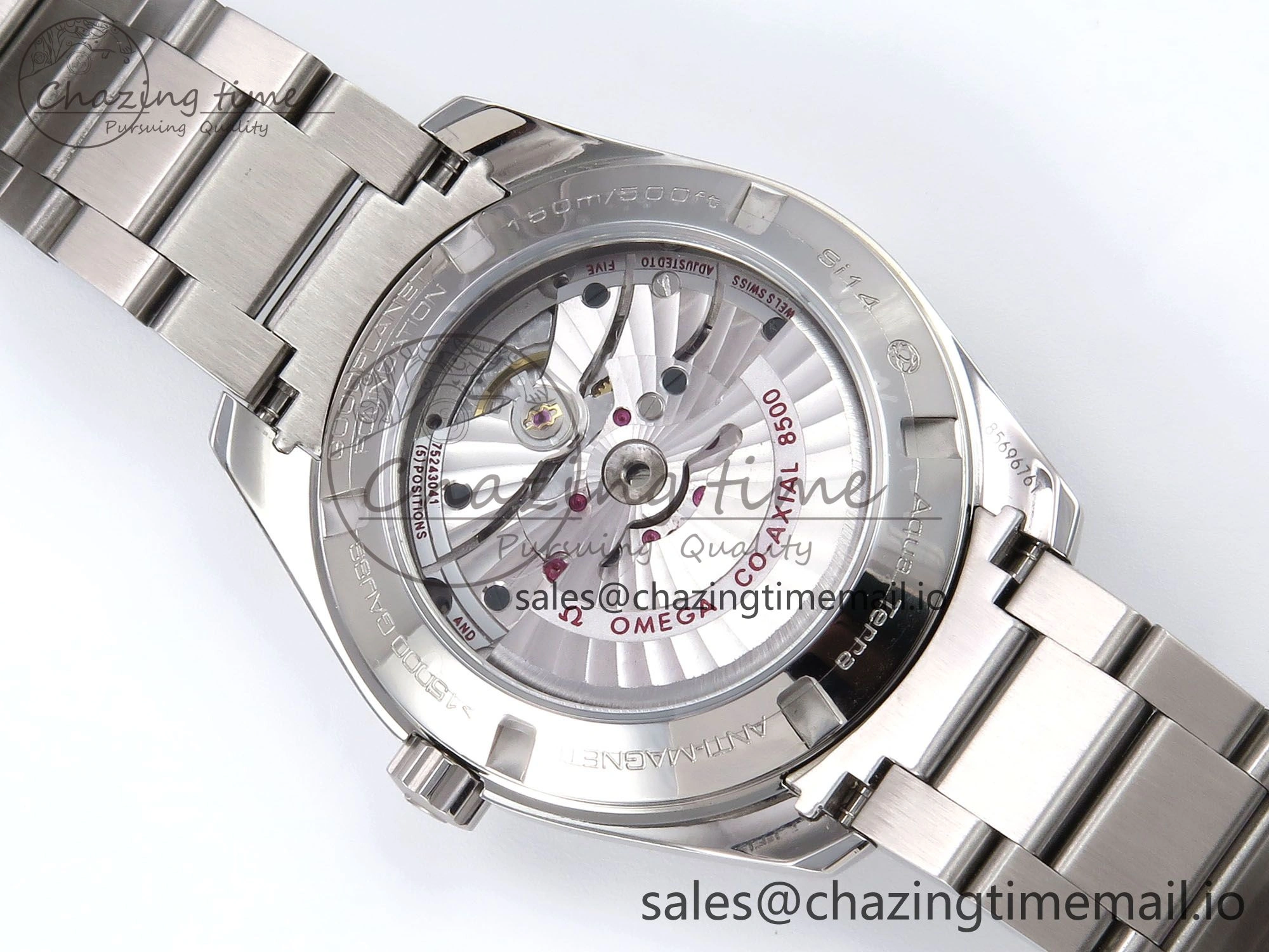 FlexibleFit Aqua Terra 150M GMT OMF 1:1 Best Edition White RG Textured Dial on SS Bracelet A 7714