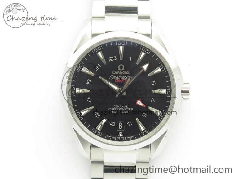 ComfortFit Aqua Terra 150M GMT SS VSF 1:1 Best Edition Black Textured Dial on SS Bracelet A8605 Super Clone 8055