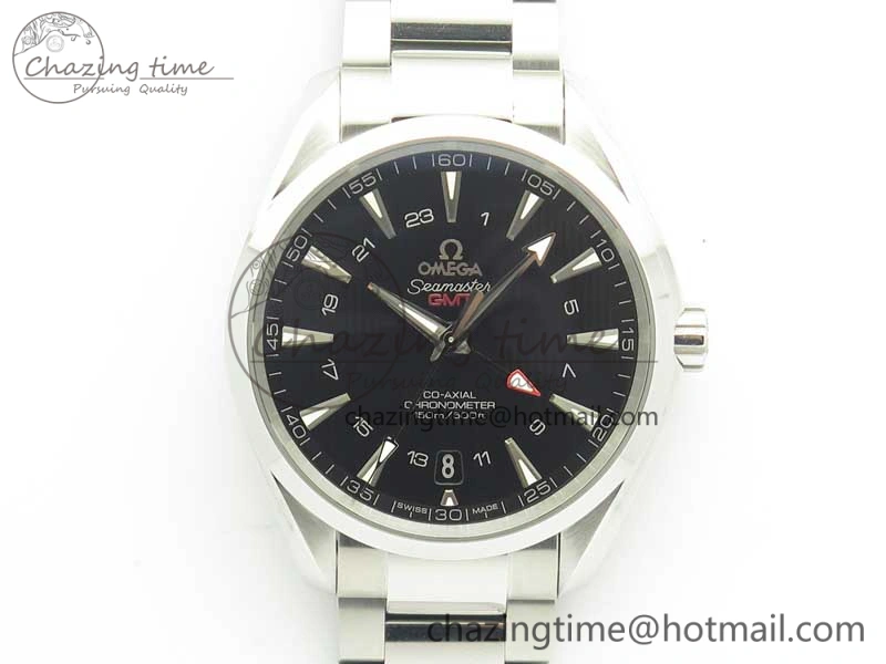 ComfortFit Aqua Terra 150M GMT SS VSF 1:1 Best Edition Black Textured Dial on SS Bracelet A8605 Super Clone 8055