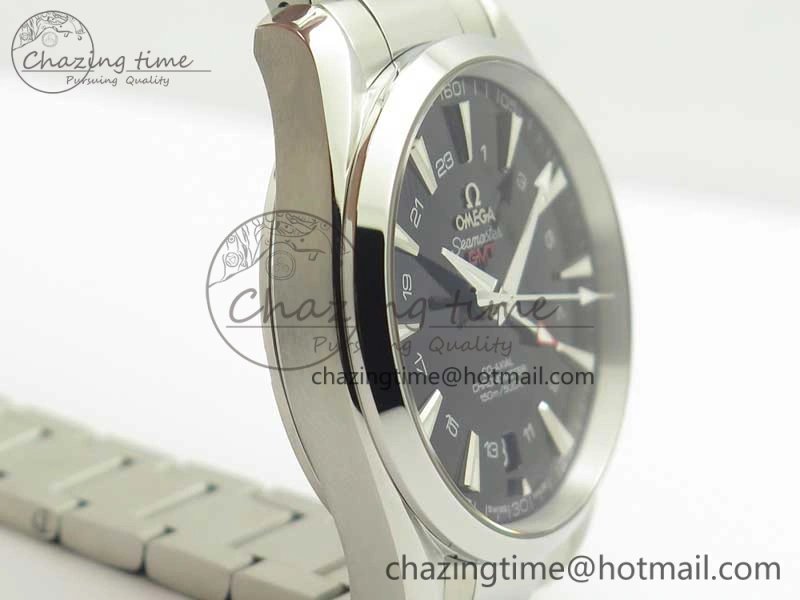 ComfortFit Aqua Terra 150M GMT SS VSF 1:1 Best Edition Black Textured Dial on SS Bracelet A8605 Super Clone 8055