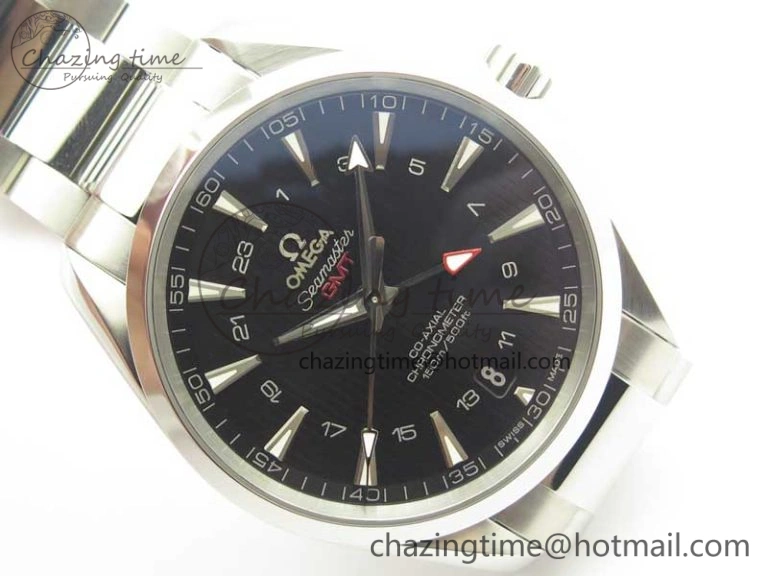 ComfortFit Aqua Terra 150M GMT SS VSF 1:1 Best Edition Black Textured Dial on SS Bracelet A8605 Super Clone 8055