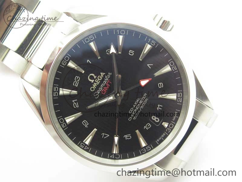 ComfortFit Aqua Terra 150M GMT SS VSF 1:1 Best Edition Black Textured Dial on SS Bracelet A8605 Super Clone 8055