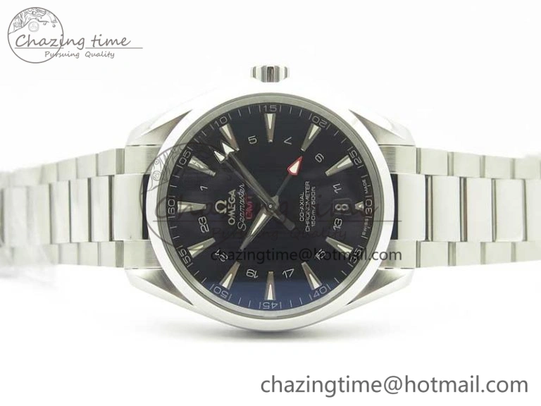 ComfortFit Aqua Terra 150M GMT SS VSF 1:1 Best Edition Black Textured Dial on SS Bracelet A8605 Super Clone 8055