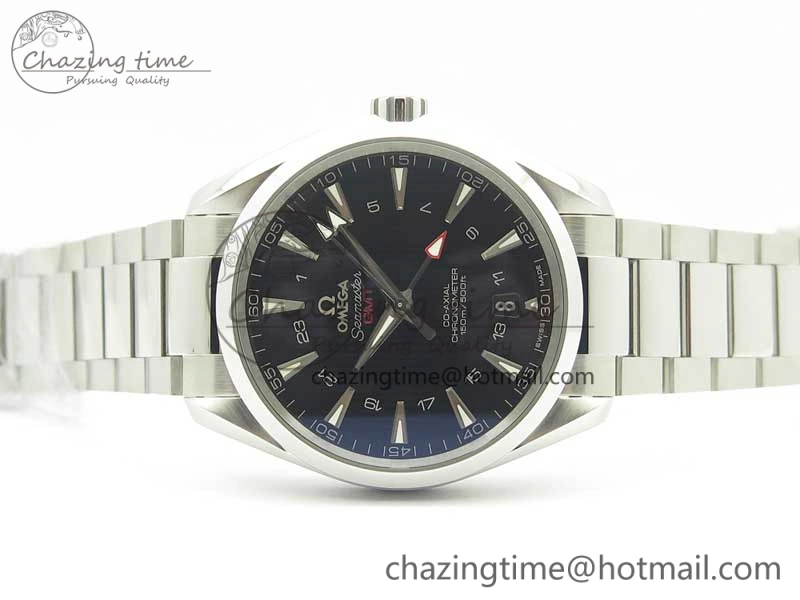 ComfortFit Aqua Terra 150M GMT SS VSF 1:1 Best Edition Black Textured Dial on SS Bracelet A8605 Super Clone 8055